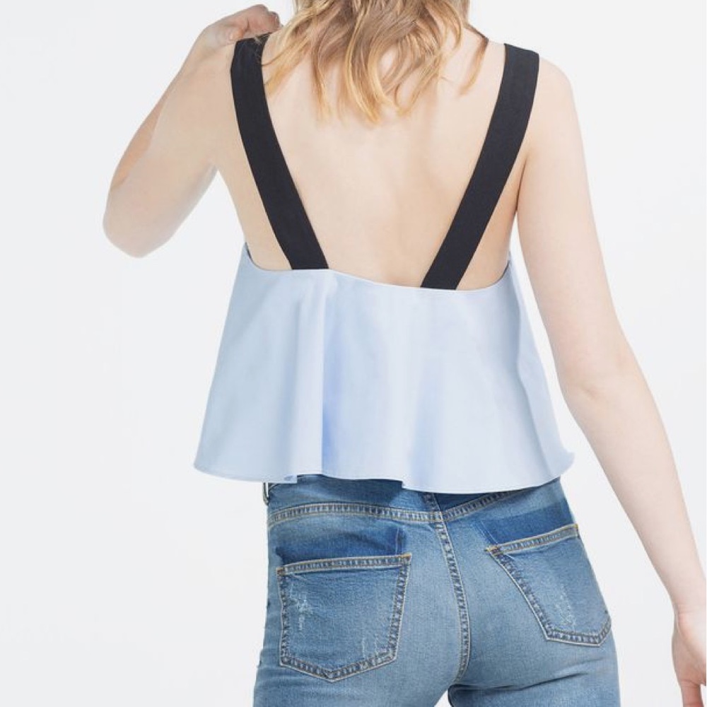 Zara Flare Crop Top with Contrasting Straps - Picture 2 of 5